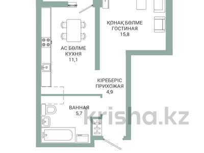 1-бөлмелі пәтер · 38.5 м² · 13/22 қабат, Казыбек би 19а, бағасы: ~ 20.2 млн ₸ в Астане, Нура р-н