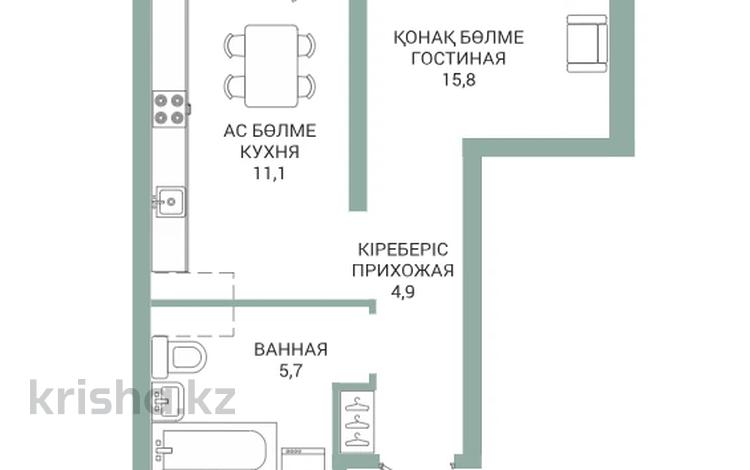 1-бөлмелі пәтер · 38.5 м² · 13/22 қабат, Казыбек би 19а, бағасы: ~ 20.2 млн ₸ в Астане, Нура р-н — фото 2