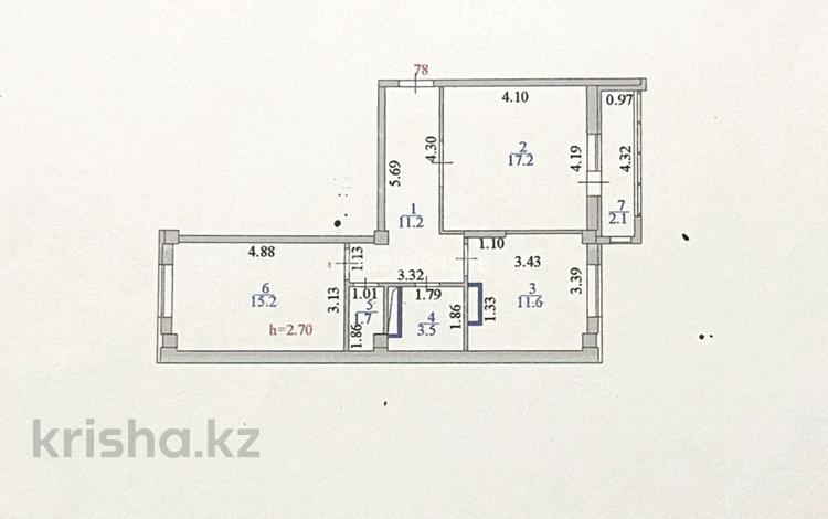 2-комнатная квартира, 62 м², Жұбан Молдағалиев 2/2 за 24.5 млн 〒 в Астане, Нура р-н — фото 2