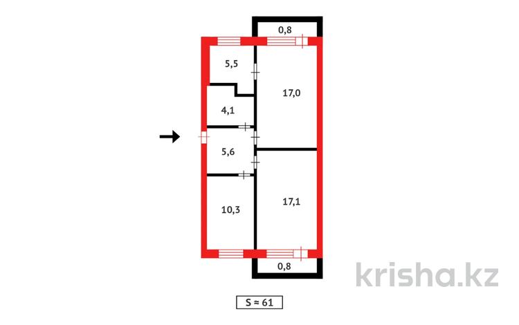 3-комнатная квартира · 61.2 м² · 4/5 этаж, 7-й мкр. за 16 млн ₸ в Темиртау — фото 13