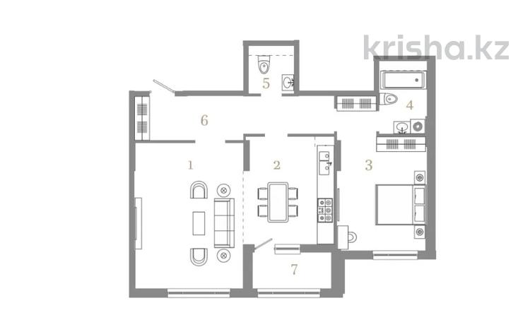 2-комнатная квартира · 78.24 м² · 1/14 этаж, А 32 2Б — БЕЗ КОМИССИИ за ~ 61.1 млн ₸ в Астане, Сарайшык р-н — фото 2