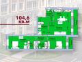 3-бөлмелі пәтер · 104.6 м² · 8/9 қабат, Каирбекова 60, бағасы: 47 млн ₸ в Костанае