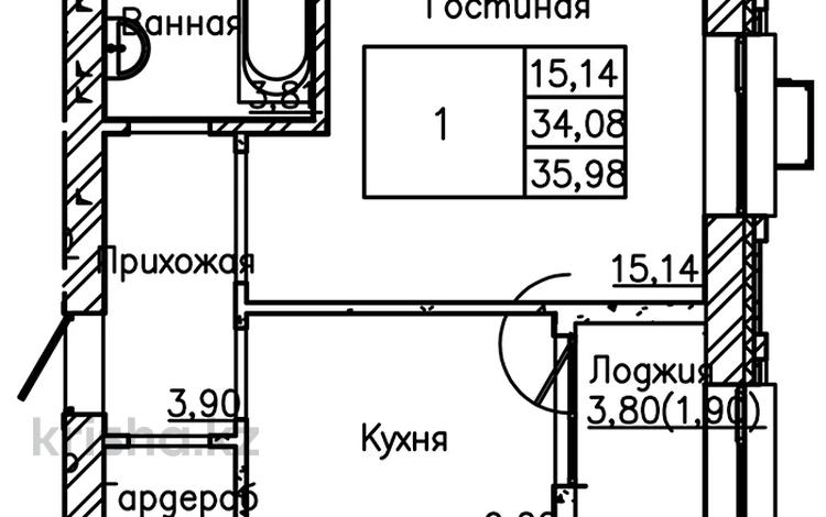 1-бөлмелі пәтер · 35.4 м² · 3/9 қабат, Мухамеджан Тынышбайулы 10, бағасы: ~ 21 млн ₸ в Астане, Сарайшык р-н — фото 16