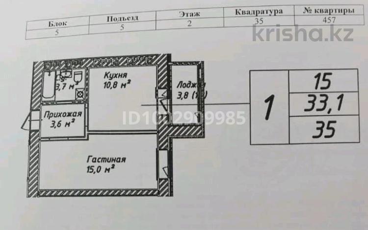 1-бөлмелі пәтер · 35 м² · 2/12 қабат, Бейбарыс Султан 25, бағасы: 17 млн ₸ в Астане, Сарыарка р-н — фото 2