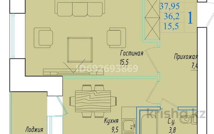 1-бөлмелі пәтер, 38 м², 5/5 қабат, Ауезова 207, бағасы: ~ 10.6 млн 〒 в Кокшетау — фото 2