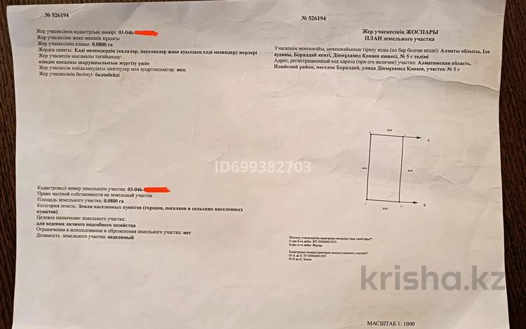 Участок · 8 соток, мкр Боралдай (Бурундай), Конева Д 5г за ~ 8.1 млн 〒 в Алматы, Алатауский р-н — фото 2