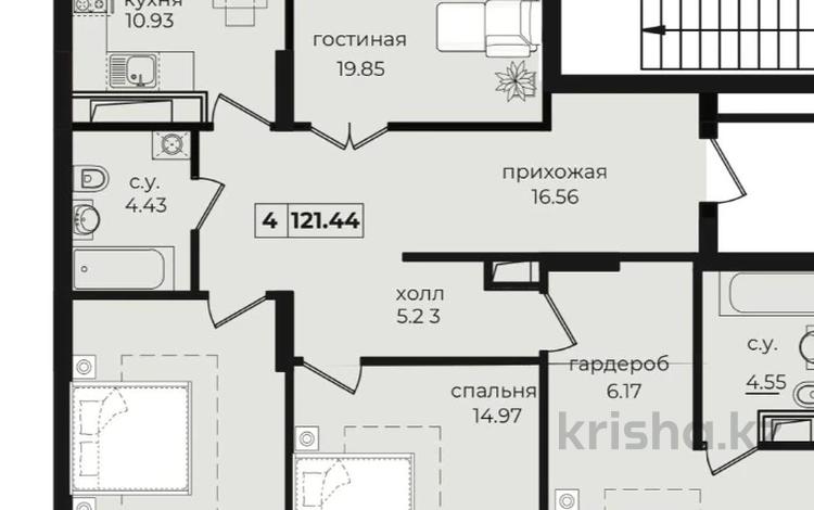 4-бөлмелі пәтер · 121.44 м² · 9/9 қабат, Анет Баба 4 — GreenLine, бағасы: 88 млн 〒 в Астане, Нура р-н — фото 4