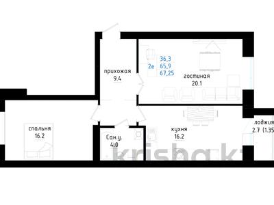 2-комнатная квартира · 67.25 м² · 4/5 этаж, Кенжетаева 24 — сулейменова за ~ 22.9 млн ₸ в Кокшетау