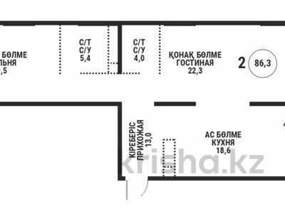 3-комнатная квартира · 87 м² · 7/12 этаж, Розыбакиева 197/2 за 102 млн ₸ в Алматы, Бостандыкский р-н