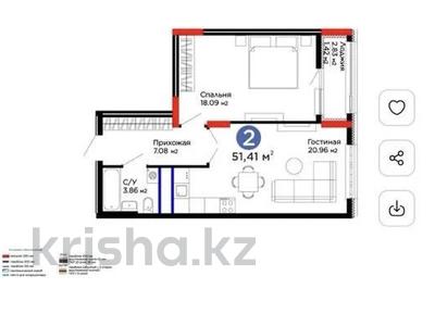 2-бөлмелі пәтер · 52 м² · 5/9 қабат, E-15 5, бағасы: 31 млн ₸ в Астане, Нура р-н