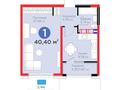 1-бөлмелі пәтер · 40.4 м² · 5/9 қабат, Ботакоз 2/1, бағасы: ~ 35 млн ₸ в Алматы, Алатауский р-н