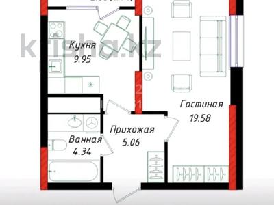1-комнатная квартира · 41 м² · 11/17 этаж, Е-429 12д — Мухамедханова за 24.5 млн ₸ в Астане, Нура р-н