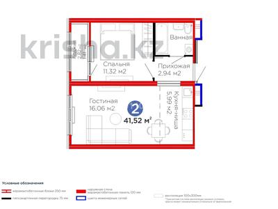 2-комнатная квартира · 41.52 м² · 12/14 этаж, Улы Дала за ~ 26 млн ₸ в Астане, Нура р-н