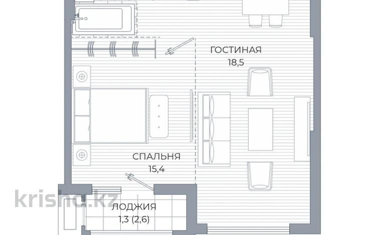 2-комнатная квартира · 55 м² · 2/3 этаж, Кенесары хана 43/7 за ~ 65.4 млн ₸ в Алматы, Наурызбайский р-н — фото 2