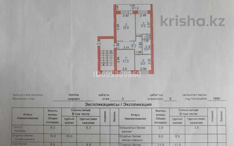 3-комнатная квартира · 61 м² · 3/5 этаж, Майкудук, Майкудук, мкр Мамыраева 34 за 21 млн ₸ в Караганде, Алихана Бокейханова р-н — фото 2