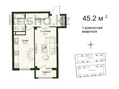 1-комнатная квартира · 45.2 м² · 3/4 этаж, Ал Кожа ата 4 — Шаимерденова за 22 млн 〒 в Туркестане