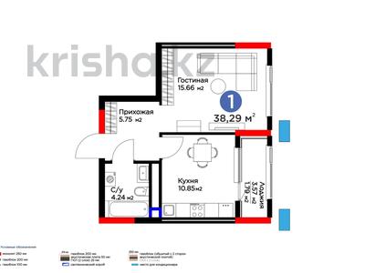 1-комнатная квартира, 38.29 м², 4/12 этаж, Акберен 4/1 за ~ 18.8 млн 〒 в Атырау