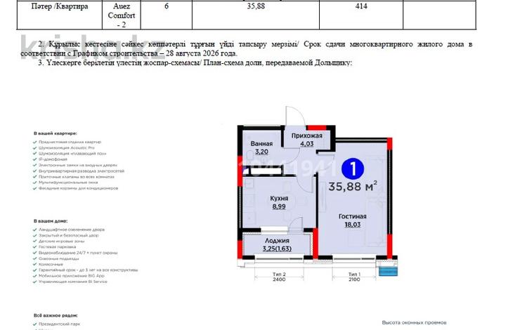 1-бөлмелі пәтер · 36 м² · 6/9 қабат, Сагадат Нурмагамбетов 17 — Калдаякова, бағасы: 26.5 млн ₸ в Астане, Сарайшык р-н — фото 4