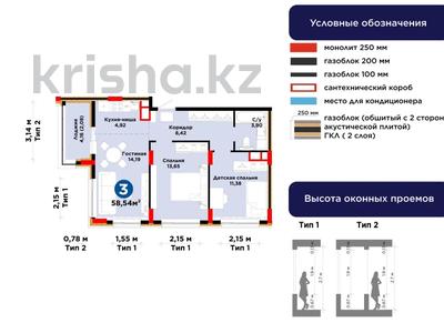 3-бөлмелі пәтер · 59 м² · 5/9 қабат, Е 908 23 — C РЕМОНТОМ!, бағасы: 39.5 млн ₸ в Астане, Нура р-н