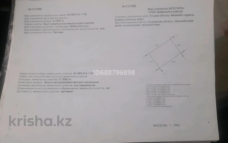 Участок · 10 соток, Береке (Память Ильича), Атырау память иличья,дачный участок за 8 млн ₸ — фото 2