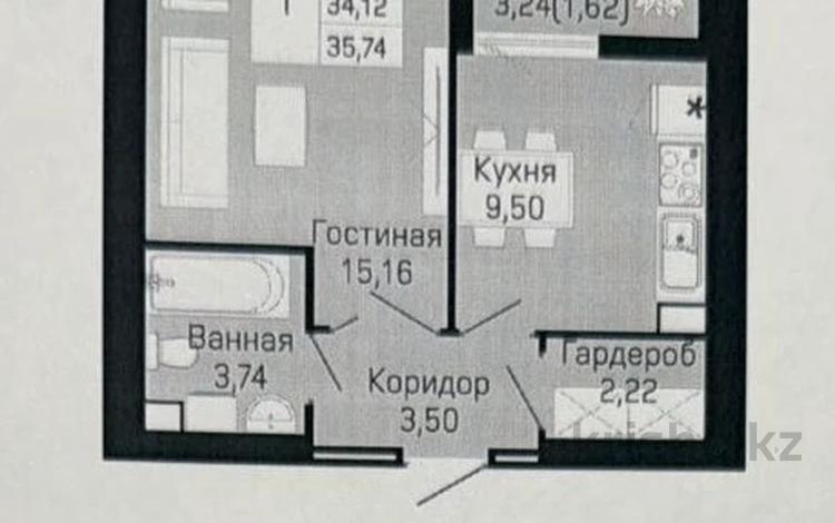 1-комнатная квартира · 36 м² · 5/9 этаж, Е 430 — Мухамедханова Комфорт+ за 14.5 млн ₸ в Астане, Нура р-н — фото 3