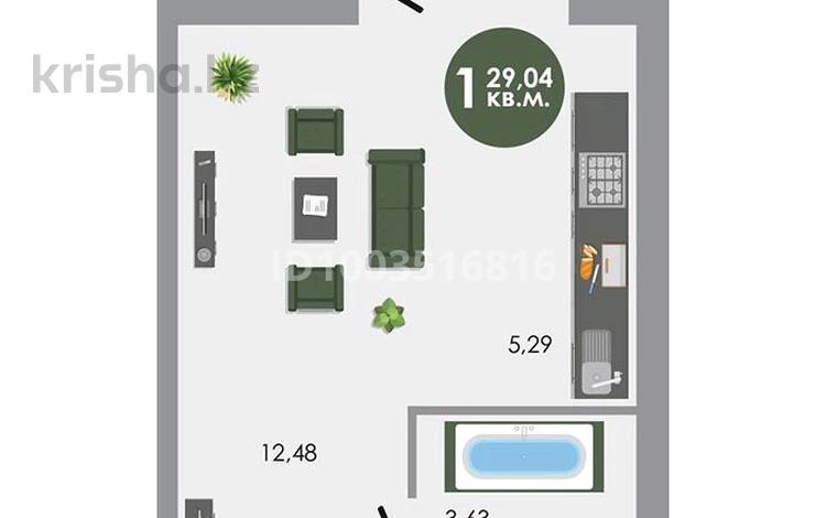 1-комнатная квартира · 29.4 м² · 3/4 этаж, мкр Уркер, Умбетей жырау 9 — Узак батыр за 9.5 млн 〒 в Астане, Нура р-н — фото 2