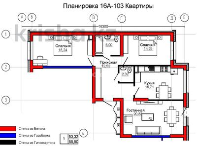 3-комнатная квартира, 88.7 м², 1/7 этаж, Райымбек батыра за ~ 39.9 млн 〒 в 