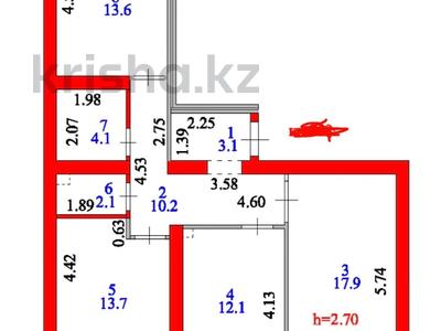 3-комнатная квартира · 81 м² · 6/9 этаж, Айтматова 23 за 37.5 млн ₸ в Астане, Нура р-н