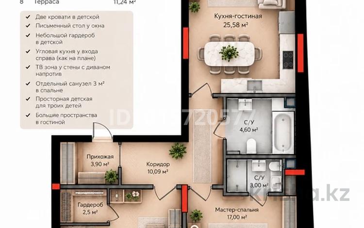 2-комнатная квартира · 90.23 м² · 1/3 этаж, мкр Рахат, Култобе 1/2 за 133 млн ₸ в Алматы, Наурызбайский р-н — фото 6