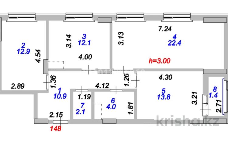 3-бөлмелі пәтер · 80 м² · 7/12 қабат, ул. Жубана Молдагалиева 5, бағасы: 48.5 млн ₸ в Астане, Нура р-н — фото 2