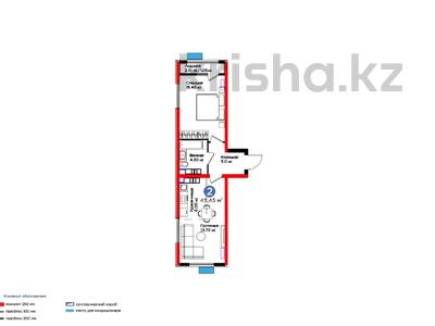 2-комнатная квартира, 45.45 м², 16/16 этаж, ​Туркия 1280/2 за ~ 16.3 млн 〒 в Шымкенте, Абайский р-н