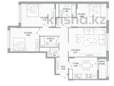 4-бөлмелі пәтер, 113 м², 5/18 қабат, Туран 39, бағасы: 61.5 млн 〒 в Астане, Есильский р-н