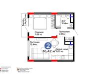 2-комнатная квартира · 36.42 м² · 7/9 этаж, Улы дала 16 — По Улы дала за 26 млн 〒 в Астане, Нура р-н