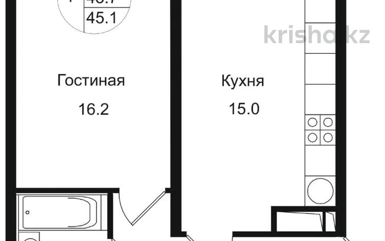 1-комнатная квартира · 45.1 м² · 3/12 этаж, мкр Дарабоз 75 — Бауыржана Момышулы за 23.3 млн ₸ в Алматы, Алатауский р-н — фото 16
