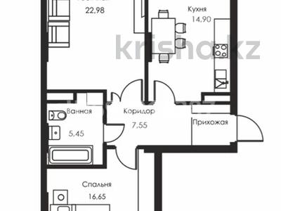 2-комнатная квартира · 70 м² · 5/12 этаж, Хусейн Бен Талал — Торг, ипотека за 39 млн 〒 в Астане, Есильский р-н