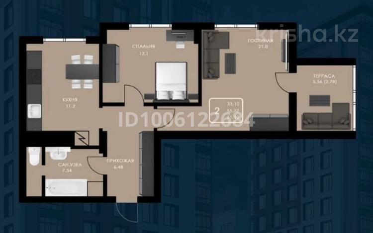 2-бөлмелі пәтер · 60 м² · 8/17 қабат, мкр Юго-Восток, Республики 23, бағасы: 30.5 млн 〒 в Караганде, Казыбек би р-н — фото 2