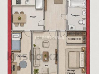 3-комнатная квартира · 66 м² · 6/12 этаж, Ахмет Байтурсынулы 61 за 42.5 млн ₸ в Астане, Сарайшык р-н