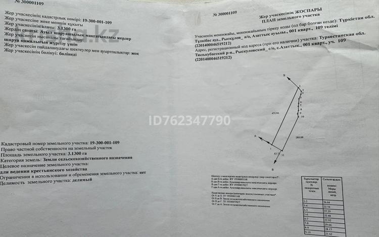 Жер телімі · 3.13 га, Тұрар Рысқұлов атынд., бағасы: 40 млн ₸ в им. Турара рыскуловой — фото 2