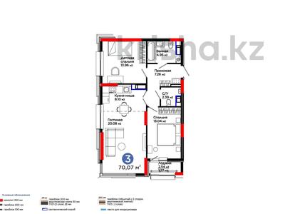 3-комнатная квартира · 72 м² · 11/17 этаж, Е-899 ДОСТУПНО В ИПОТЕКУ! 5 — САМАЯ НИЗКАЯ ЦЕНА! за 53.9 млн ₸ в Астане, Нура р-н