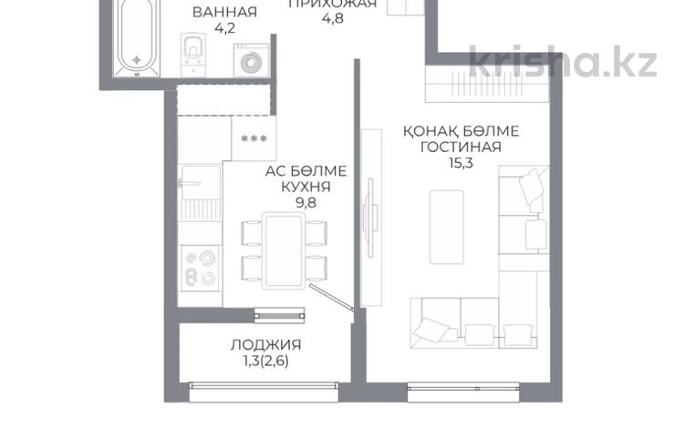1-бөлмелі пәтер · 35.4 м² · 2/9 қабат, Ахмет Байтурсынулы 10/3, бағасы: ~ 18.8 млн ₸ в Астане, Сарайшык р-н — фото 2