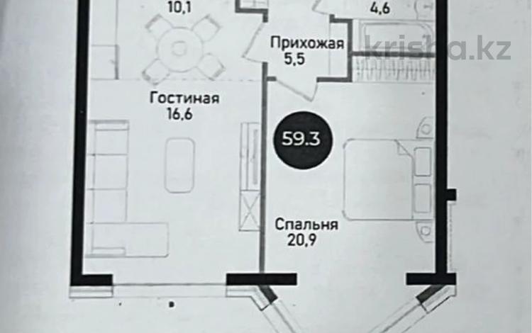2-бөлмелі пәтер · 57.7 м² · 8/13 қабат, ТолеБи 13 — Сагадат Нурмагамбетов, бағасы: 52.9 млн ₸ в Алматы, Медеуский р-н — фото 4