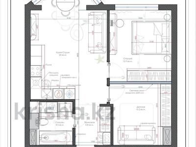 2-бөлмелі пәтер · 57.7 м² · 8/13 қабат, ТолеБи 13 — Сагадат Нурмагамбетов, бағасы: 52.9 млн ₸ в Алматы, Медеуский р-н