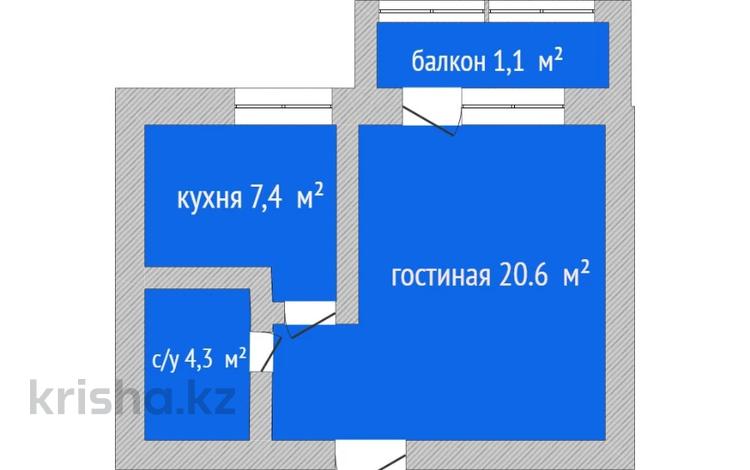 1-комнатная квартира · 33.4 м² · 4/6 этаж, Садовая 71А за 15.5 млн 〒 в Костанае — фото 2