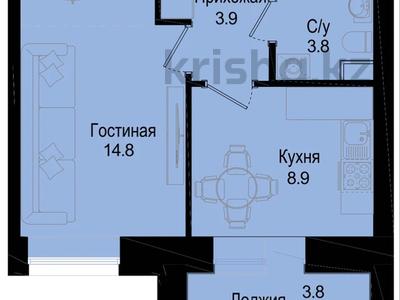 1-комнатная квартира · 33.3 м² · 7/9 этаж, Розы Баглановой 23 за ~ 17.9 млн ₸ в Астане, Нура р-н
