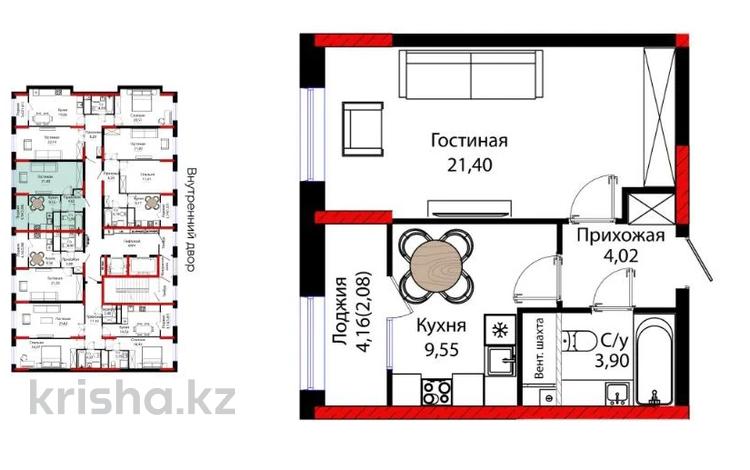 1-бөлмелі пәтер · 41.6 м² · 3 қабат, Жошы Хан 12, бағасы: 29.5 млн ₸ в Астане, Есильский р-н — фото 13