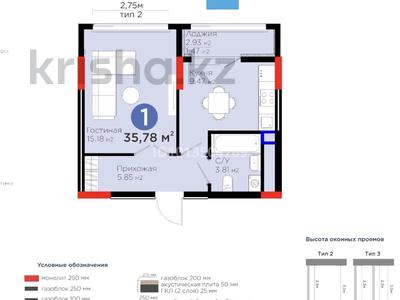 1-бөлмелі пәтер · 35.86 м² · 8/16 қабат, Туран 57д, бағасы: 30.5 млн ₸ в Астане, Нура р-н