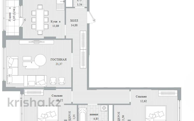 3-комнатная квартира · 88.2 м² · 12/12 этаж, Туран за ~ 69.1 млн ₸ в Астане, Нура р-н — фото 2