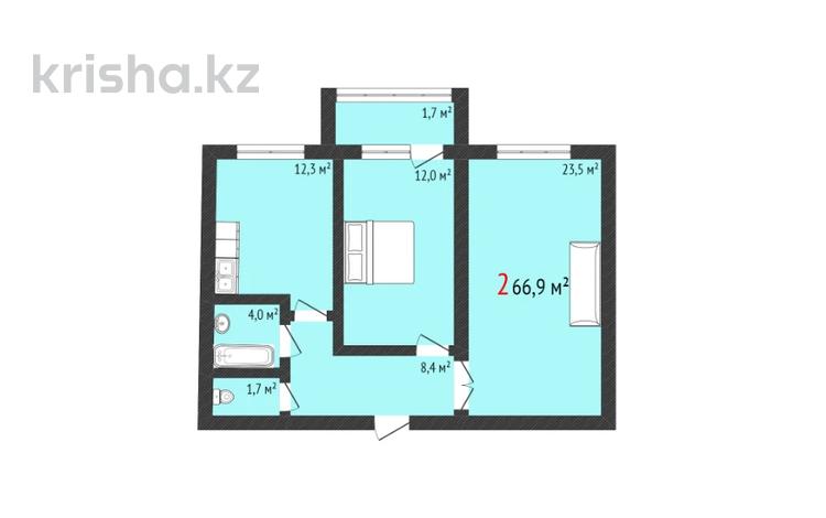 2-комнатная квартира · 67.1 м² · 4/5 этаж, Береке 37 за ~ 24.5 млн 〒 в Костанае — фото 11