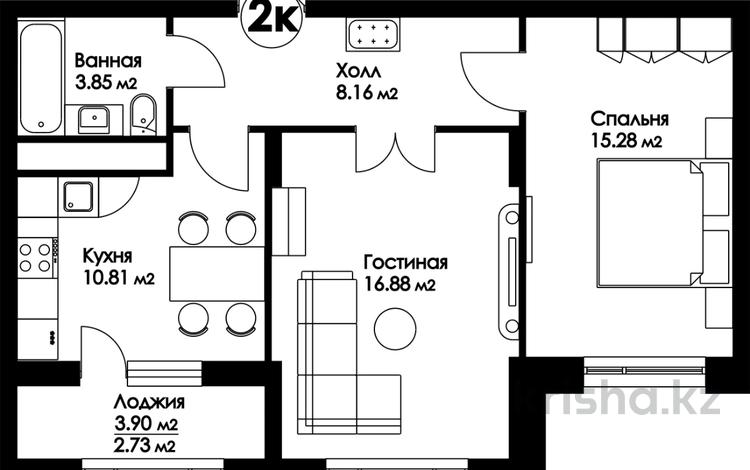 2-бөлмелі пәтер · 57.71 м² · 4/9 қабат, Нажимеденова — A 426, бағасы: ~ 23.1 млн ₸ в Астане, Сарайшык р-н — фото 47