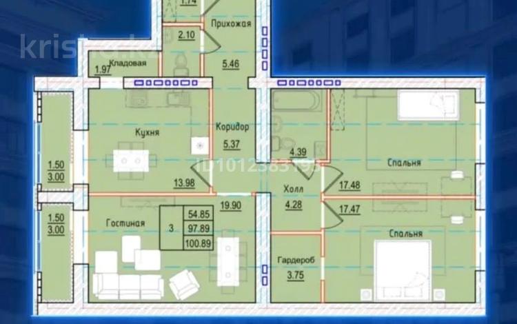 3-бөлмелі пәтер · 101 м² · 3/9 қабат, Набережная 23, бағасы: 51.5 млн ₸ в Петропавловске — фото 2